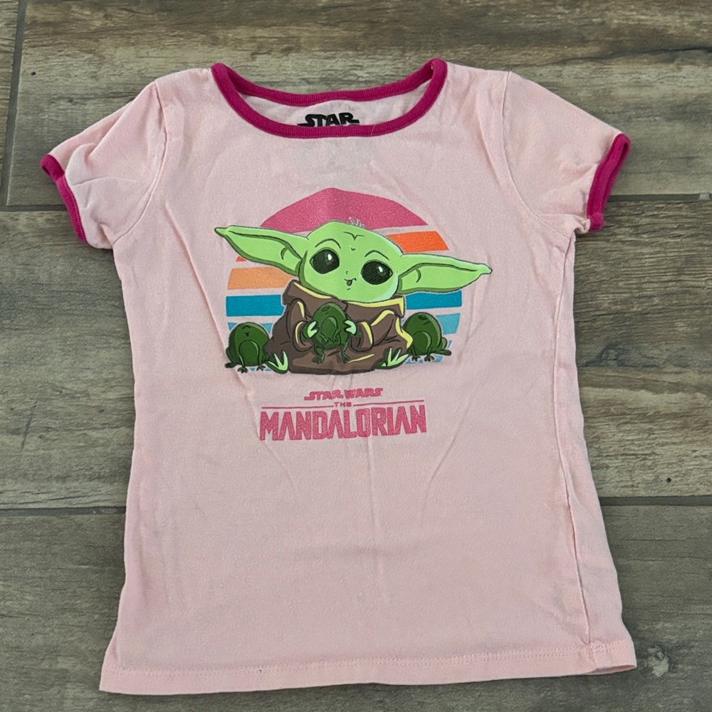 Star Wars Pink Mandalorian Tee with Baby Yoda